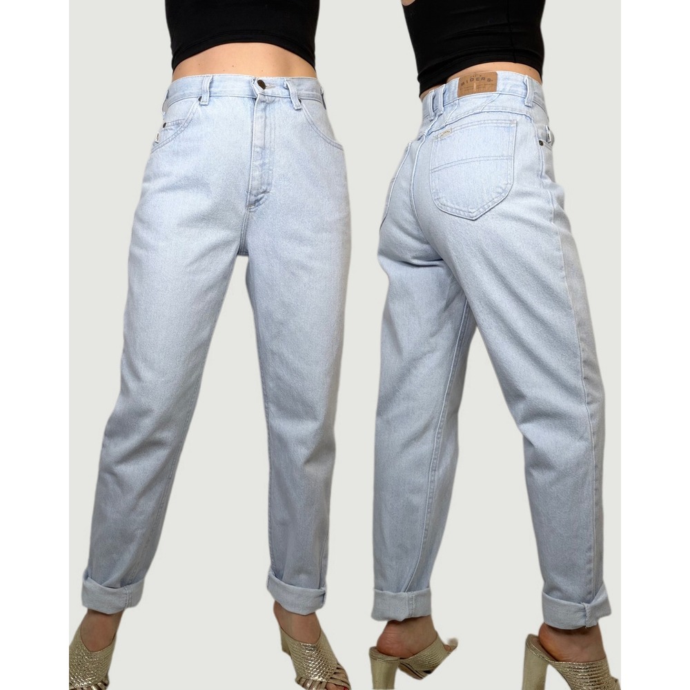 Lee Riders Light Wash Mom Jeans High Rise Waist Blue Rigid Denim Vintage 90s 26